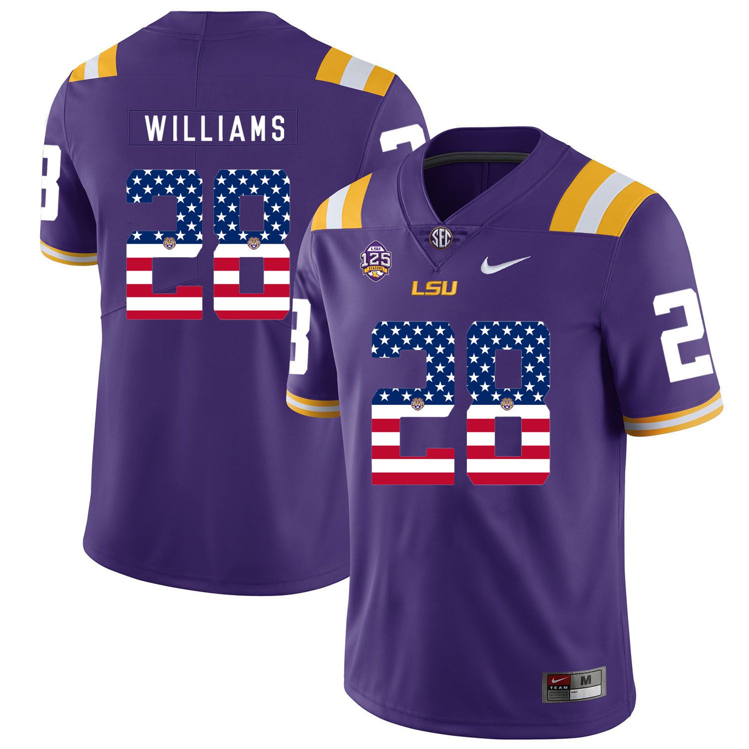 Men LSU Tigers 28 Williams Purple Flag Customized NCAA Jerseys